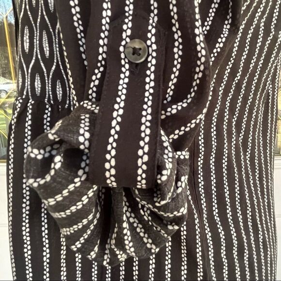 Anthropologie Maeve Calia Striped Rayon Button Down Blouse 0 - Picture 4 of 7